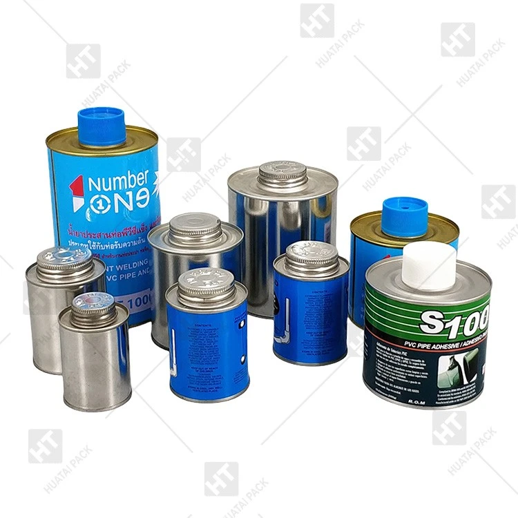 Flat Top Adhesive Tin Can With Lid
